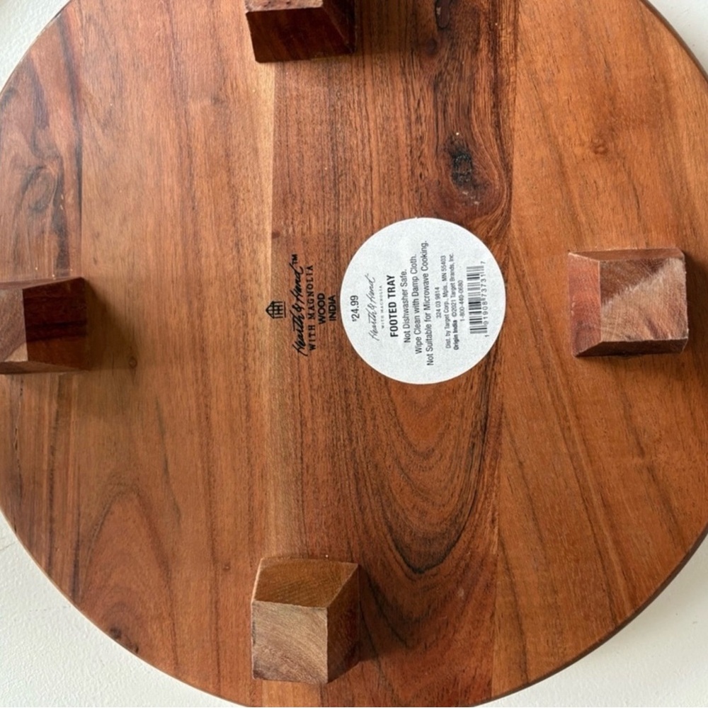 Threshold Dark Walnut Wooden Pedestal Serving Platter